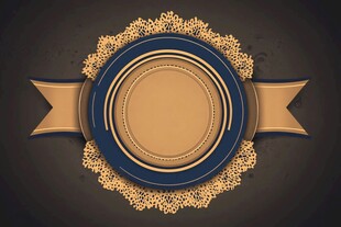 复古金边徽章装饰图案