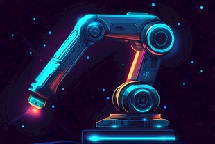 科幻机械臂的炫彩光影秀