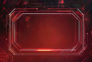 红色科技风几何边框背景