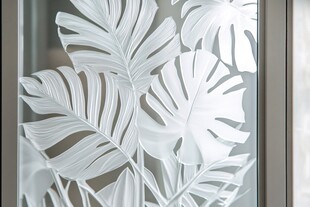 白色叶纹玻璃装饰图案