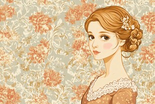 复古风少女插画