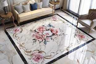 奢华客厅中精美花卉地毯