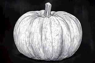 手绘素描南瓜静物图