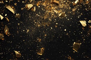 金色碎块洒落黑色背景