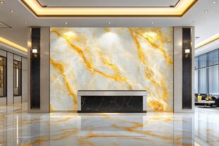 豪华大理石纹理大厅前台