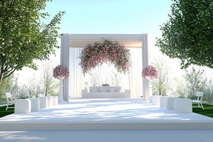 户外白色浪漫婚礼仪式台