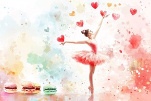 芭蕾舞者与浪漫爱心甜点