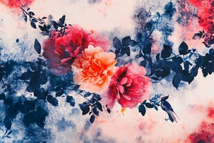 水彩绘就的艳丽花卉图景