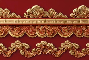 中式金边云纹古典装饰图案
