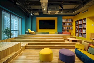 多彩创意阶梯式阅读空间