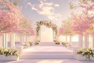 浪漫樱花婚礼户外场景
