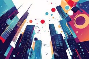 未来都市绚丽天际线