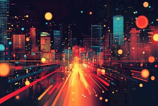 未来都市霓虹夜景梦幻风