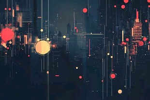 未来都市夜景科技风插画