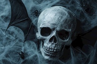 骷髅与蝙蝠的神秘氛围