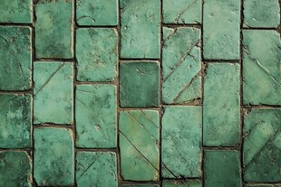 复古绿瓷砖纹理特写