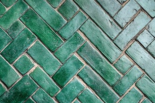 复古绿砖人字拼纹理
