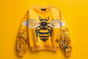 黄色蜜蜂图案时尚卫衣