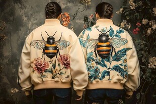 双生刺绣夹克 蜜蜂花卉风尚