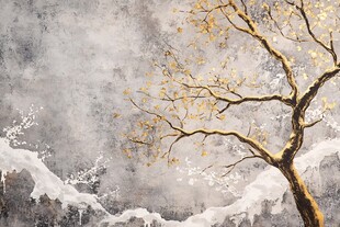 雪覆金树的诗意景致