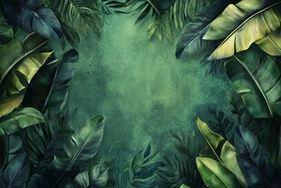 热带绿植环绕的梦幻背景