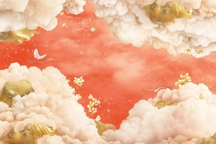 梦幻云海中的绯红天空