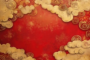 中式红金祥云背景图