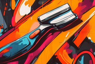 多彩涂鸦风的复古剃须刀