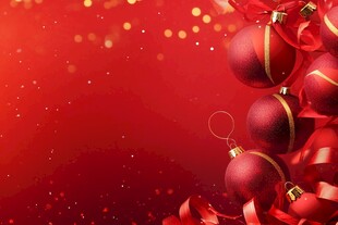 红色圣诞装饰背景图