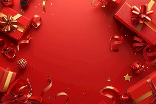 红色节庆礼物装饰背景图