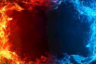 红蓝火焰交织梦幻背景