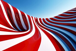 红白色动感条纹3D艺术图