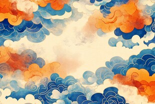 中式梦幻彩云背景图