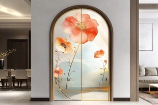 拱形花卉玻璃隔断美如画