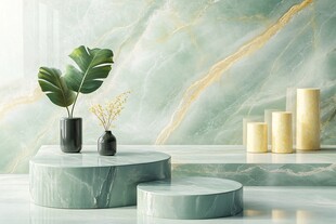 绿大理石台面的简约装饰