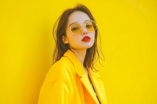 黄衣女子时尚魅力瞬间
