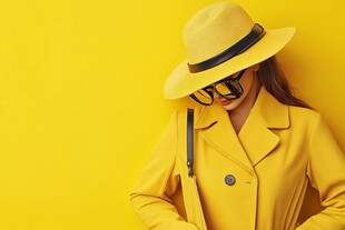 时尚黄衣女子的个性造型