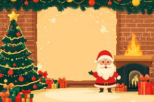 圣诞室内场景与圣诞老人
