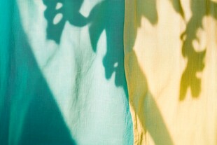 光影下的织物与树叶投影