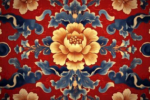 中式古典花卉纹案