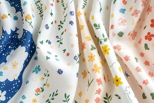 多彩花卉图案布料展示