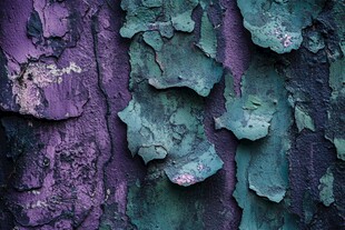 剥落的紫绿斑驳墙面纹理