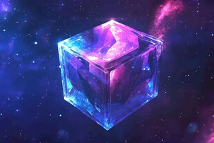 梦幻宇宙中的炫彩透明魔方