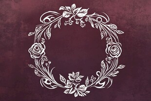 手绘花卉环形装饰图案