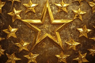 金色五星阵列背景纹理