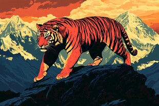 山巅猛虎 壮丽自然图景