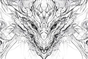 龙首线稿 奇幻神秘风格