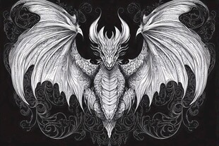 暗黑风展翅飞龙图案设计