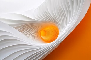 白色折纸漩涡中的橙色亮点