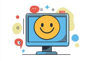 电脑屏幕上的快乐表情符号